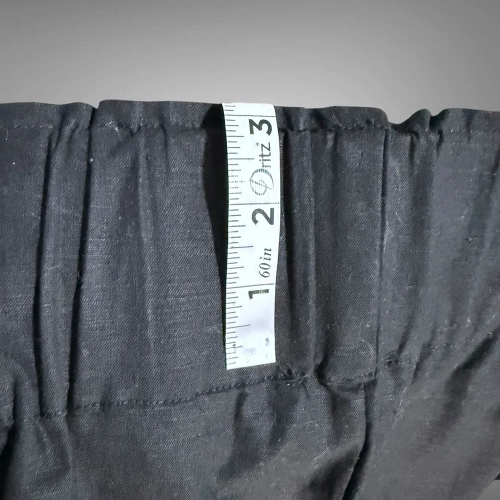Kourt Flax Linen Crop Summer Pants Black Size Medium Wide Leg Crishelle - Picture 13 of 15